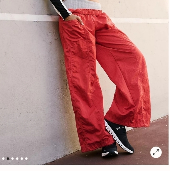 Free People Movement Syrah Red Nina Packable Pants Large Wide Adjustable Leg - Picture 3 of 14